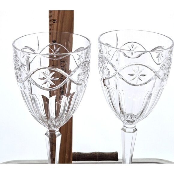 2 Gorham Crystal Grand Tapestry Water Glasses 8.5" cut glass goblets decorative - Picture 7 of 8